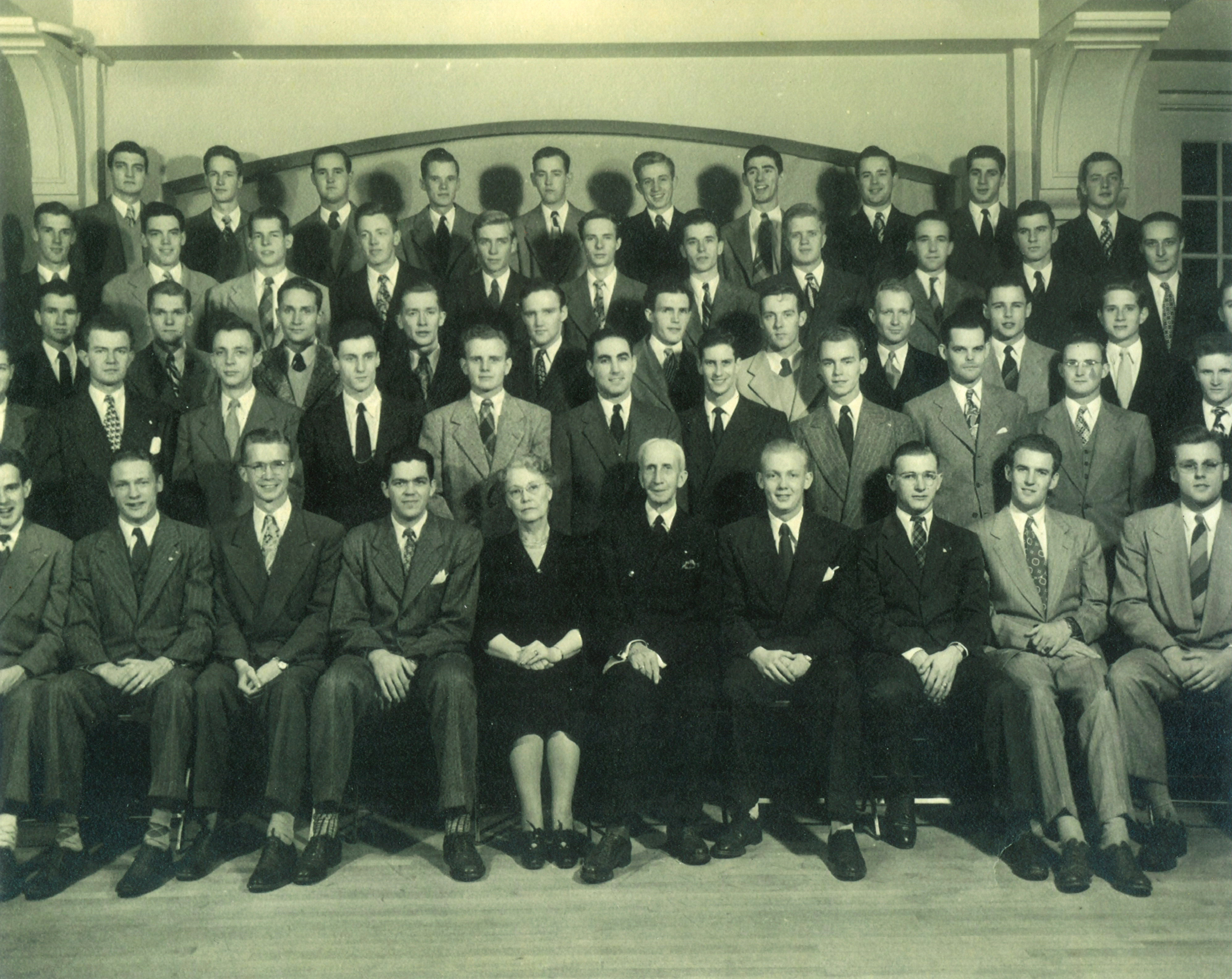 1947 Iowa Beta Chapter •	As EDA, Roger Strand sits next to Dean Wilber J. Teeters while the EA sits next to the House Mother